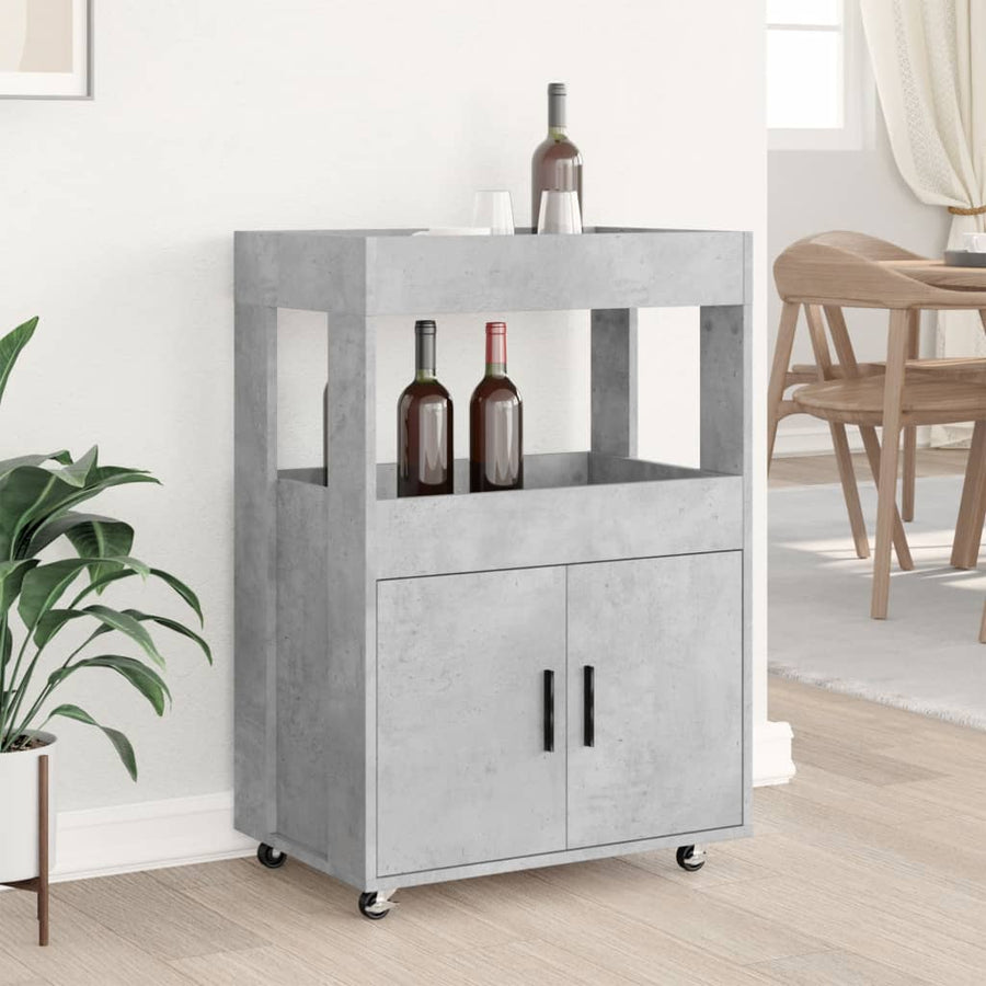 Drankkar 60X39,5X89 Cm Bewerkt Hout Betongrijs