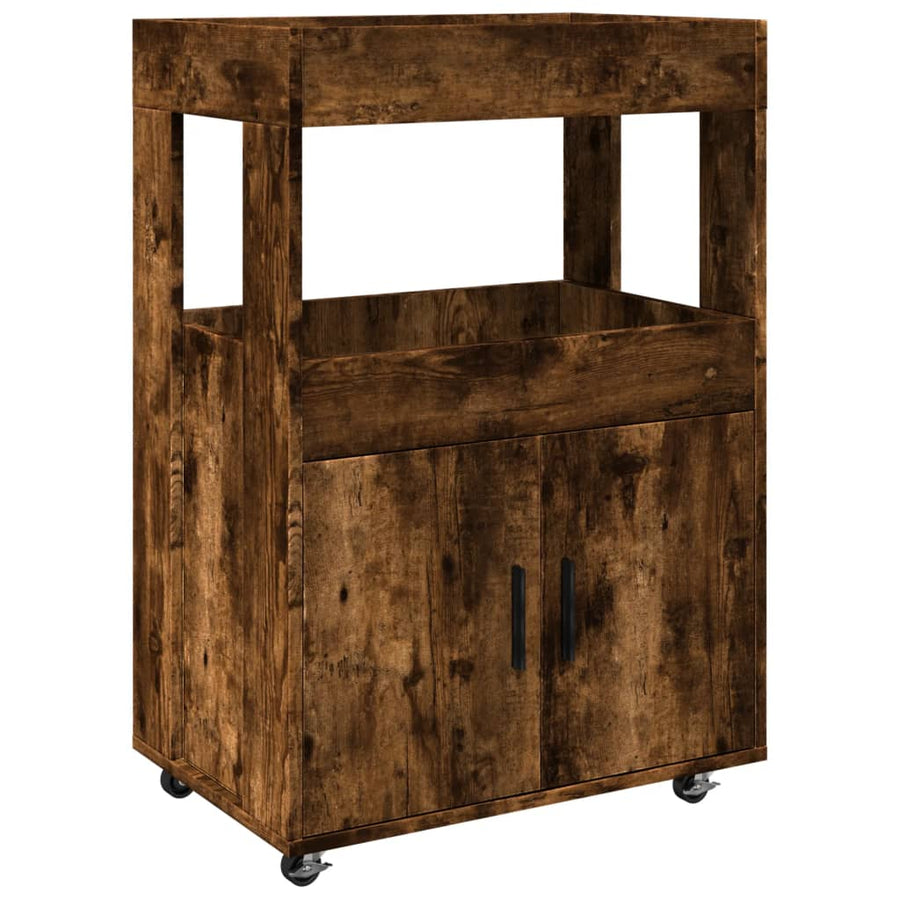 Drankkar 60X39,5X89 Cm Bewerkt Hout Kleurig Gerookt eiken