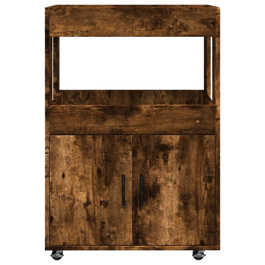 Drankkar 60X39,5X89 Cm Bewerkt Hout Kleurig Gerookt eiken