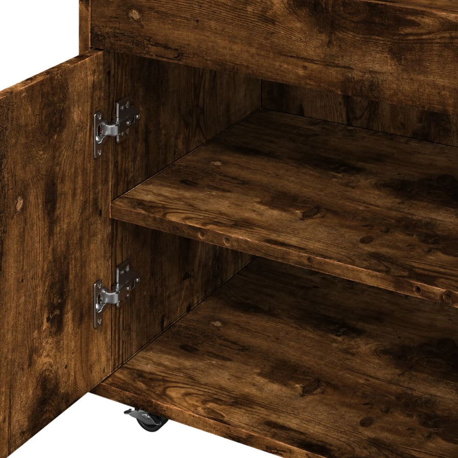 Drankkar 60X39,5X89 Cm Bewerkt Hout Kleurig Gerookt eiken