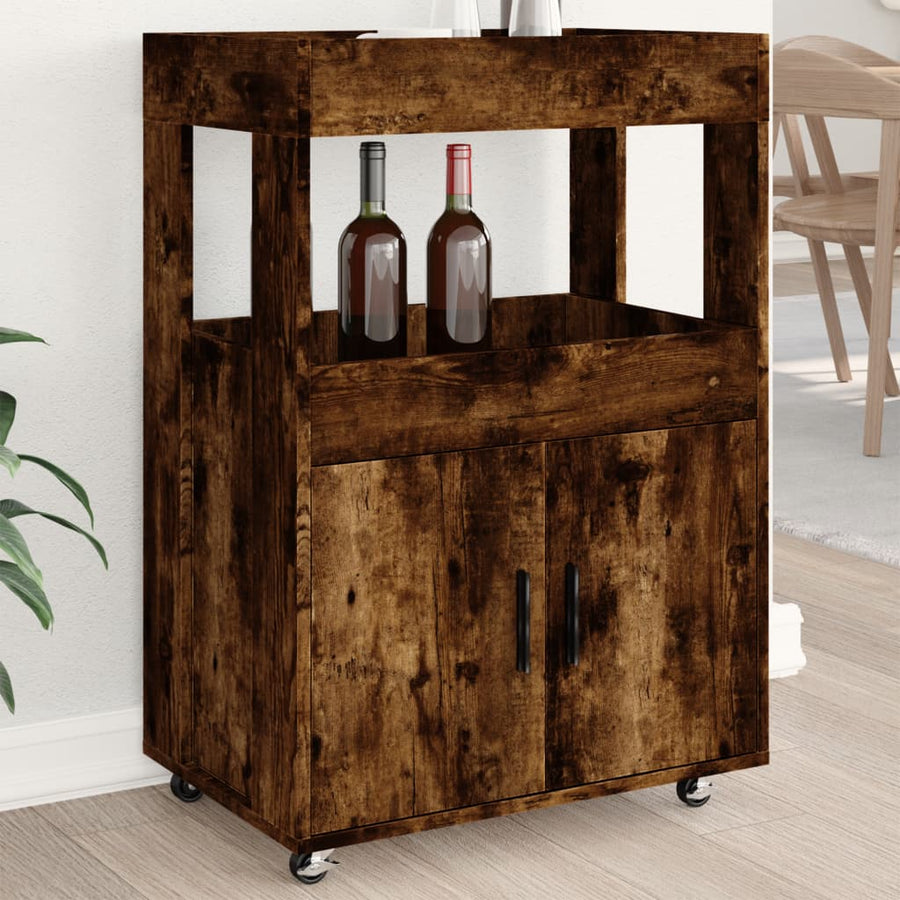 Drankkar 60X39,5X89 Cm Bewerkt Hout Kleurig Gerookt eiken