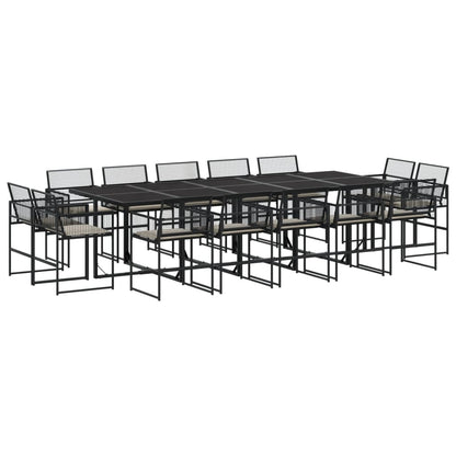 15-delige Tuinset met kussens poly rattan zwart