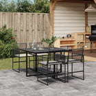 5-piece Garden Set with Cushions, Poly Rattan, Black