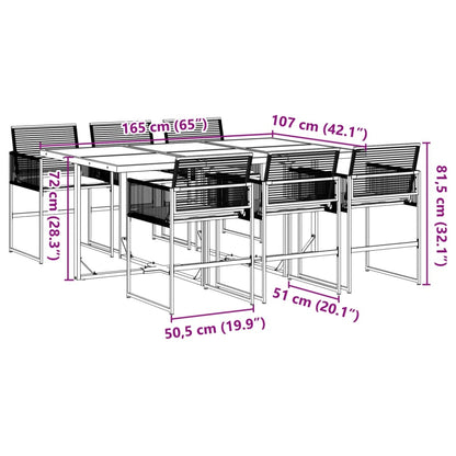 7-delige Tuinset met kussens poly rattan zwart