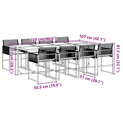 9-delige Tuinset poly rattan zwart