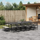 15-piece Garden Furniture Set with Cushions, Poly Rattan Black