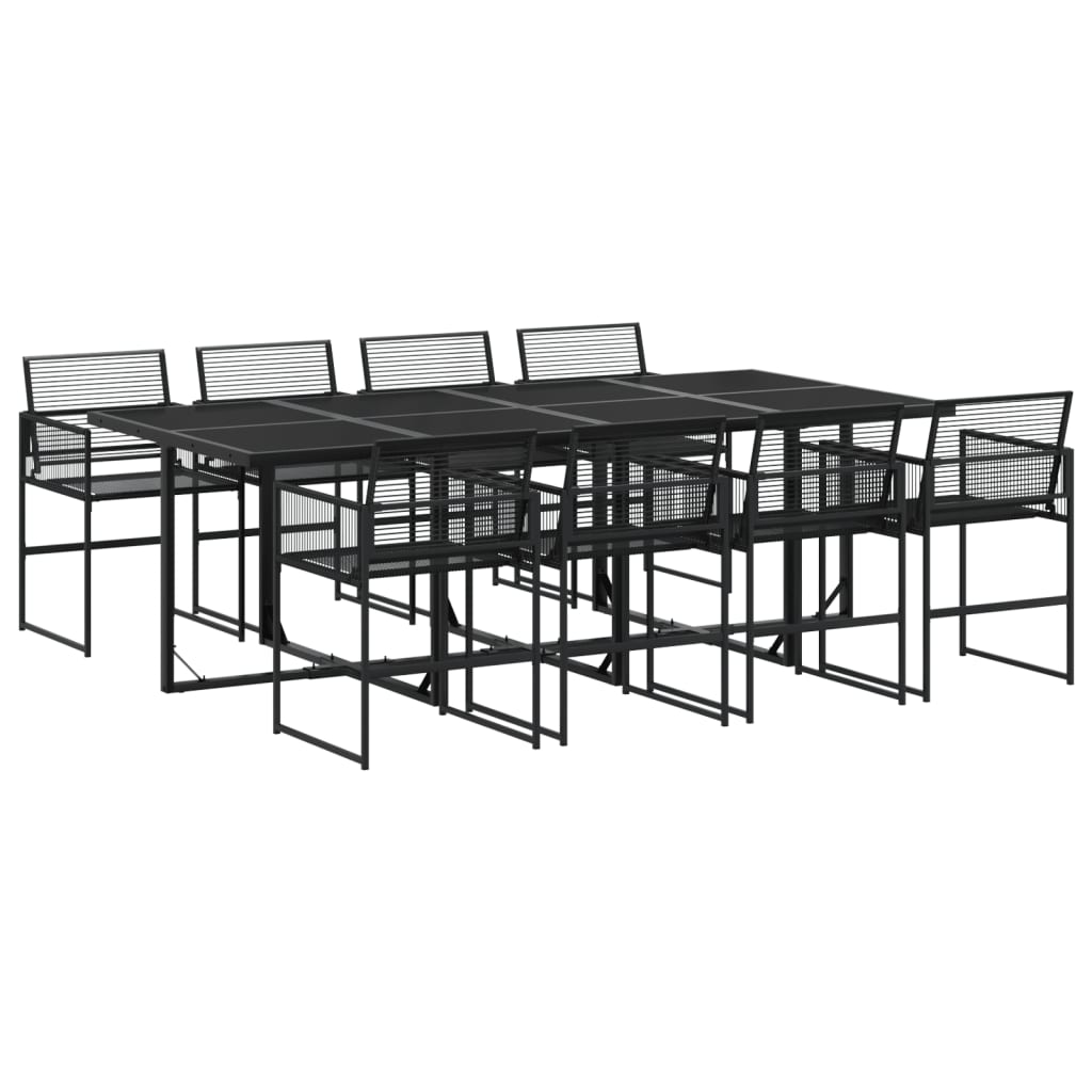 9-delige Tuinset poly rattan zwart