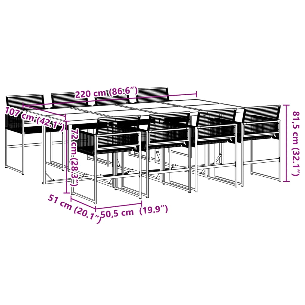 9-delige Tuinset poly rattan zwart