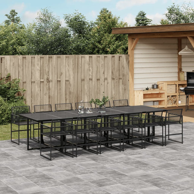 13-delige Tuinset poly rattan zwart