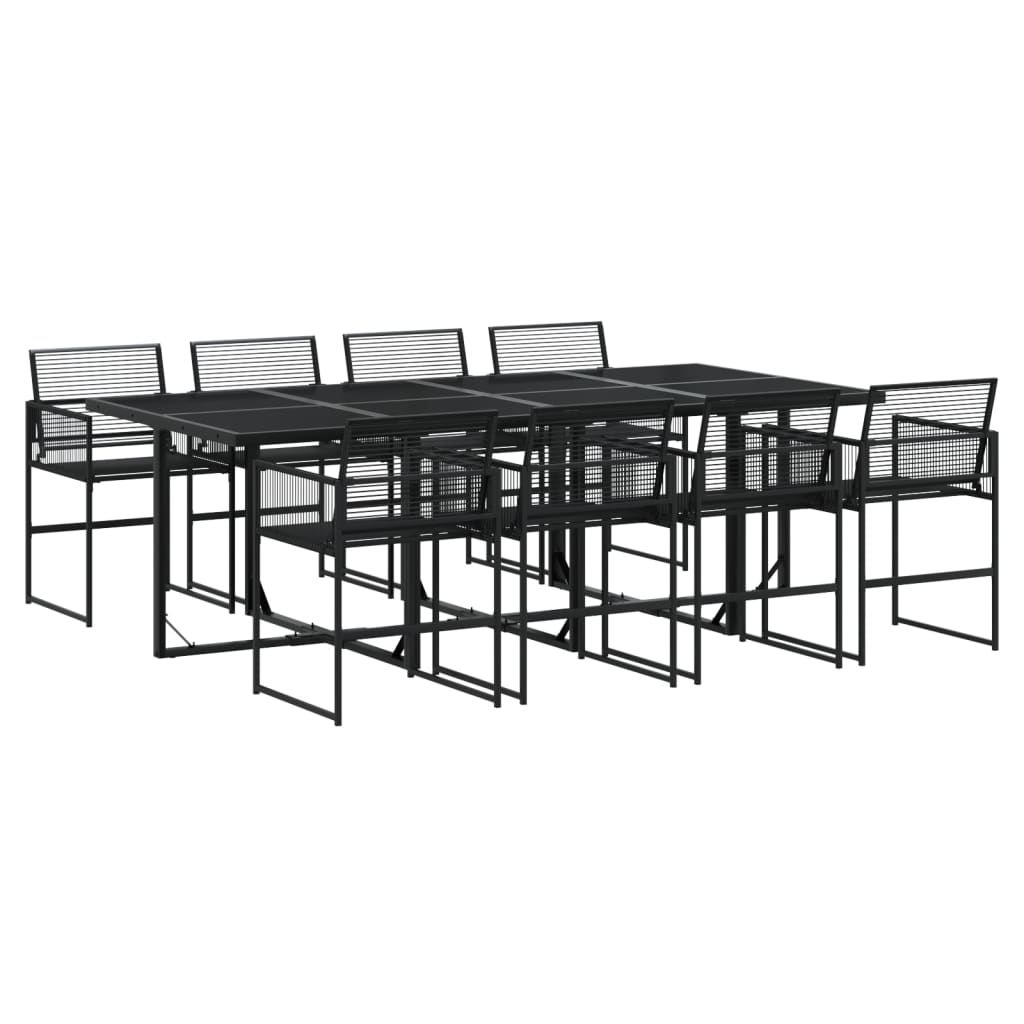 9-delige Tuinset poly rattan zwart