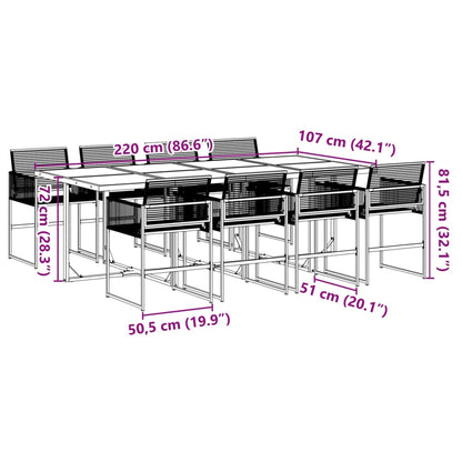 9-delige Tuinset poly rattan zwart