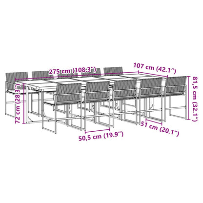 11-delige Tuinset met kussens poly rattan zwart