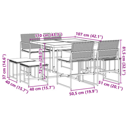 9-delige Tuinset poly rattan zwart