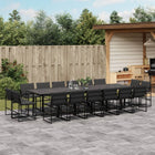 17-piece Garden Furniture Set with Cushions Textilene Black