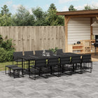 15-piece Garden Furniture Set with Cushions Textilene Black