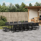 17-piece Garden Furniture Set with Cushions Textilene Black
