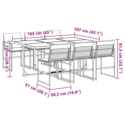 7-delige Tuinset met kussens textileen wit