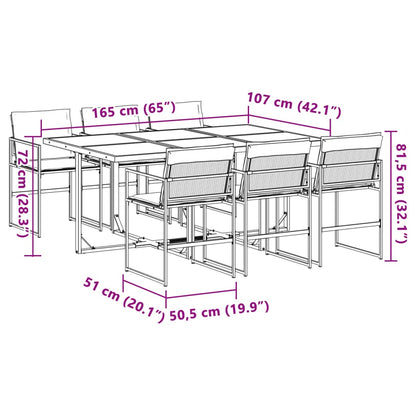 7-delige Tuinset met kussens textileen wit