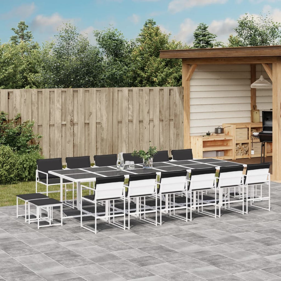 17-delige Tuinset met kussens textileen wit