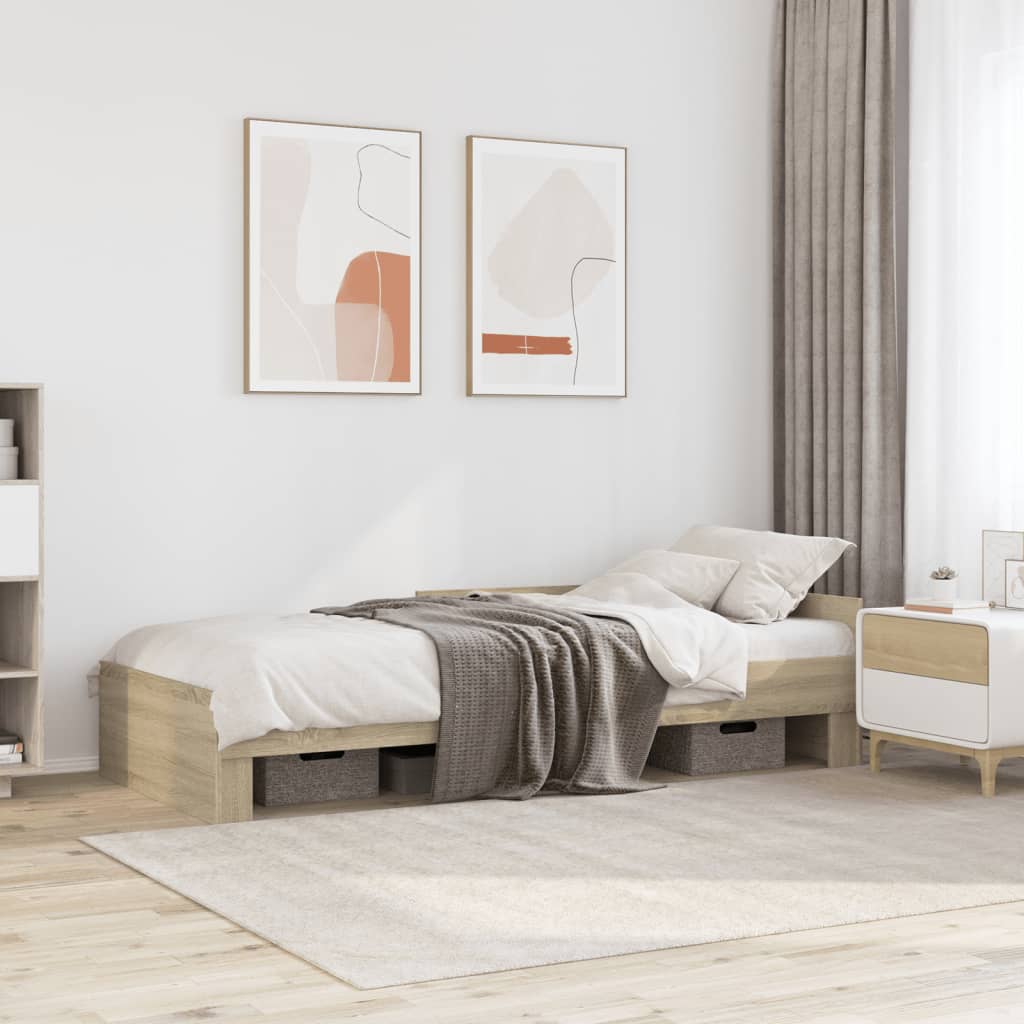 Bedframe bewerkt hout sonoma eikenkleurig 100x200 cm