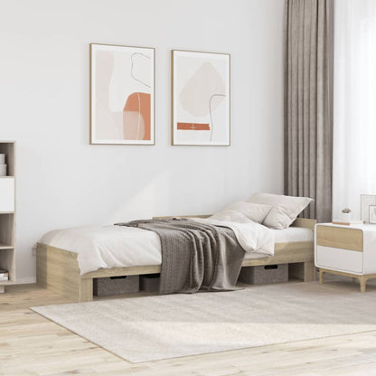 Bedframe bewerkt hout sonoma eikenkleurig 100x200 cm