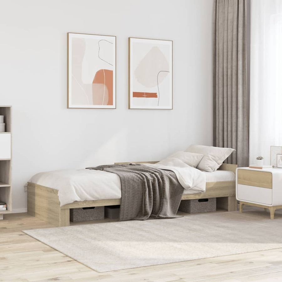 Bedframe bewerkt hout sonoma eikenkleurig 100x200 cm
