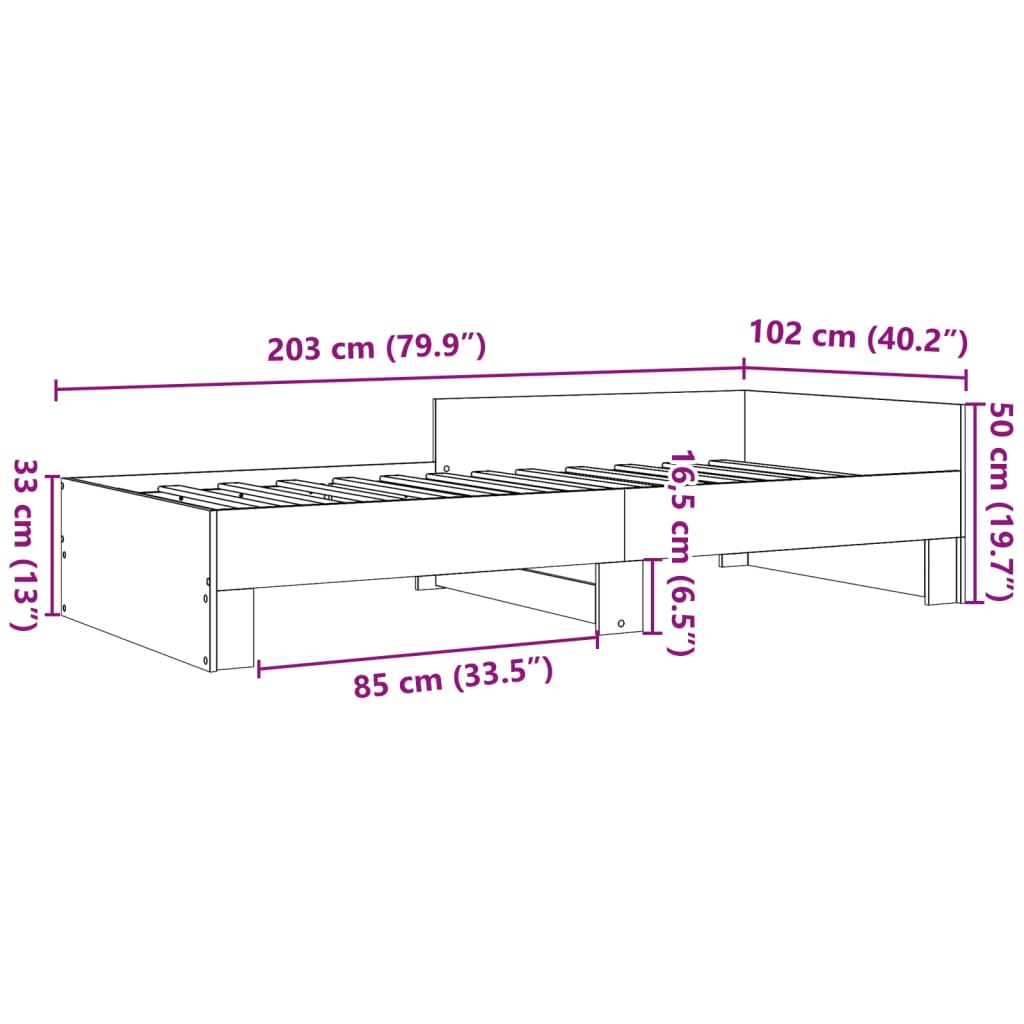 Bedframe bewerkt hout sonoma eikenkleurig 100x200 cm