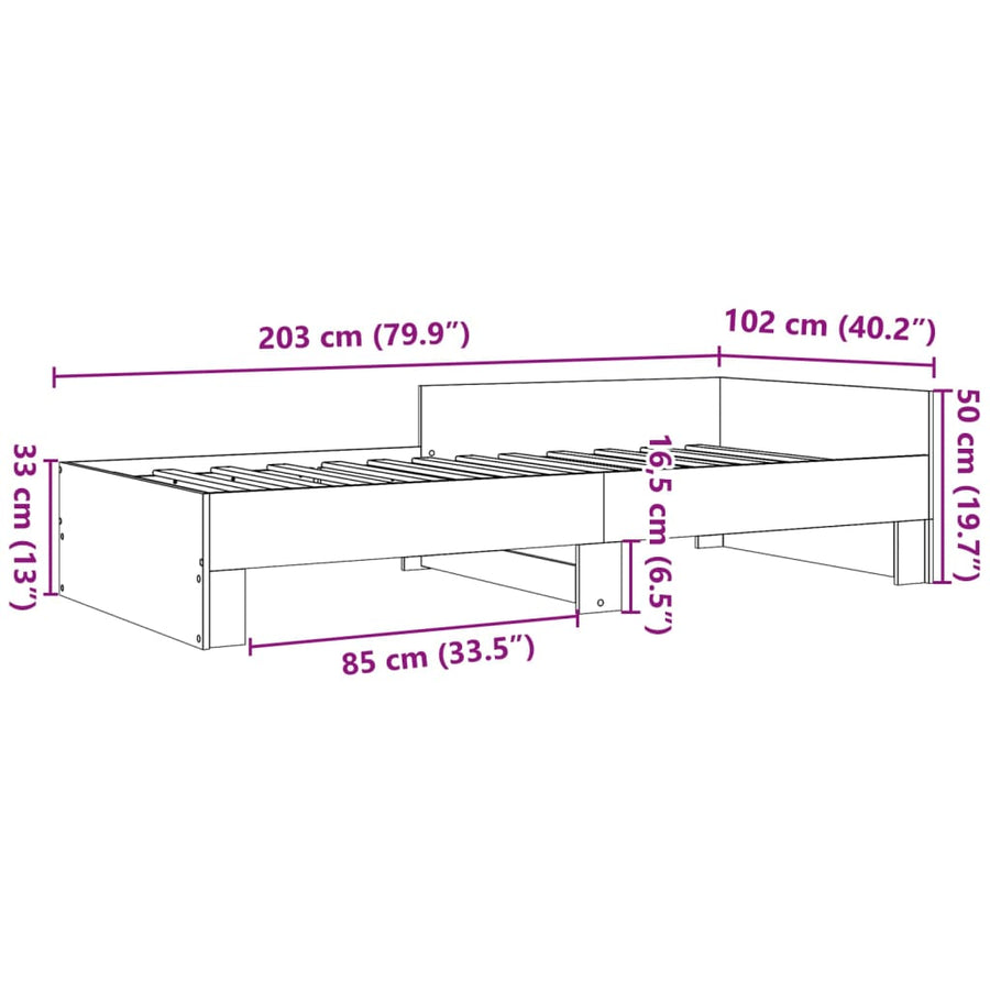 Bedframe bewerkt hout gerookt eikenkleurig 100x200 cm