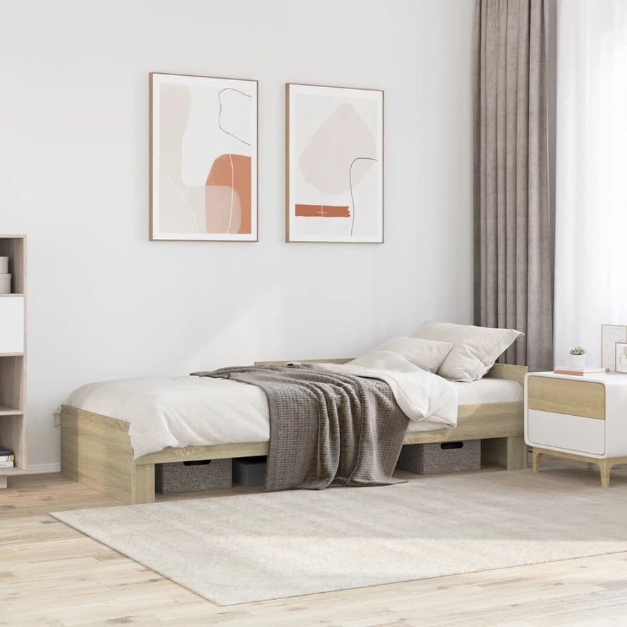 Bedframe bewerkt hout sonoma eikenkleurig 90x200 cm