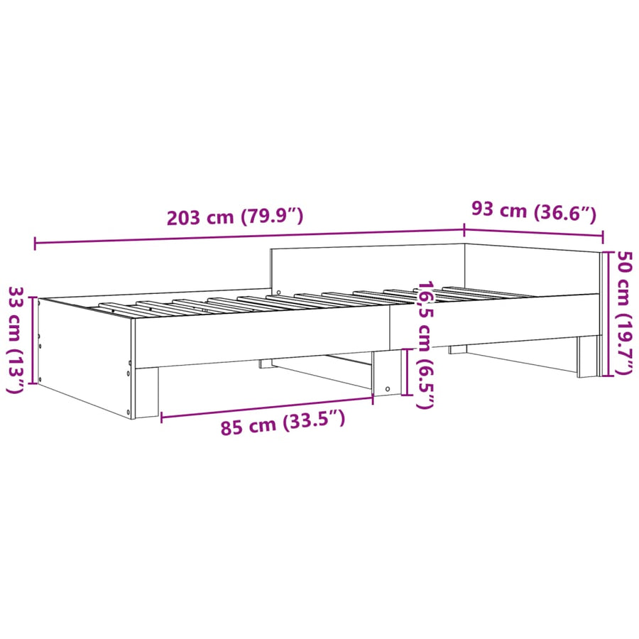 Bedframe bewerkt hout sonoma eikenkleurig 90x200 cm