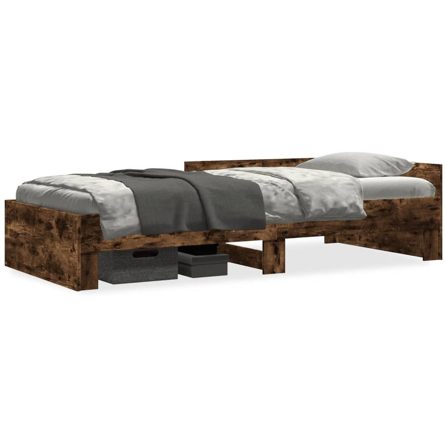 Bedframe bewerkt hout gerookt eikenkleurig 90x200 cm