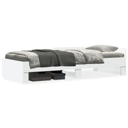 Bedframe 90x190 cm bewerkt hout wit