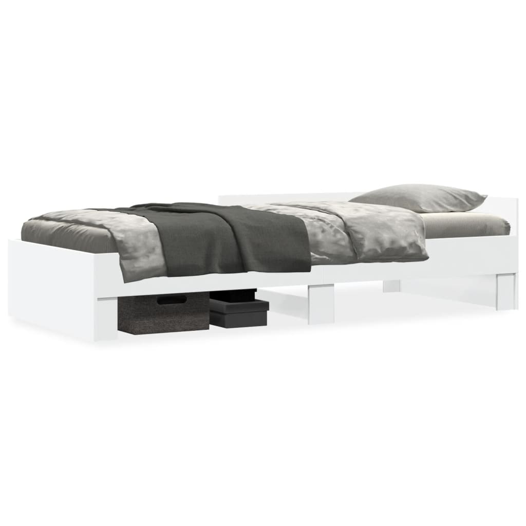 Bedframe bewerkt hout wit 90x190 cm