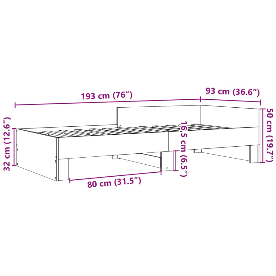 Bedframe bewerkt hout sonoma eikenkleurig 90x190 cm