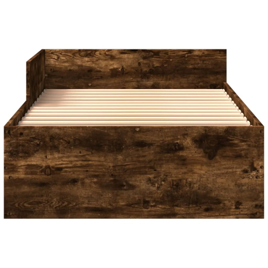 Bedframe bewerkt hout gerookt eikenkleurig 90x190 cm