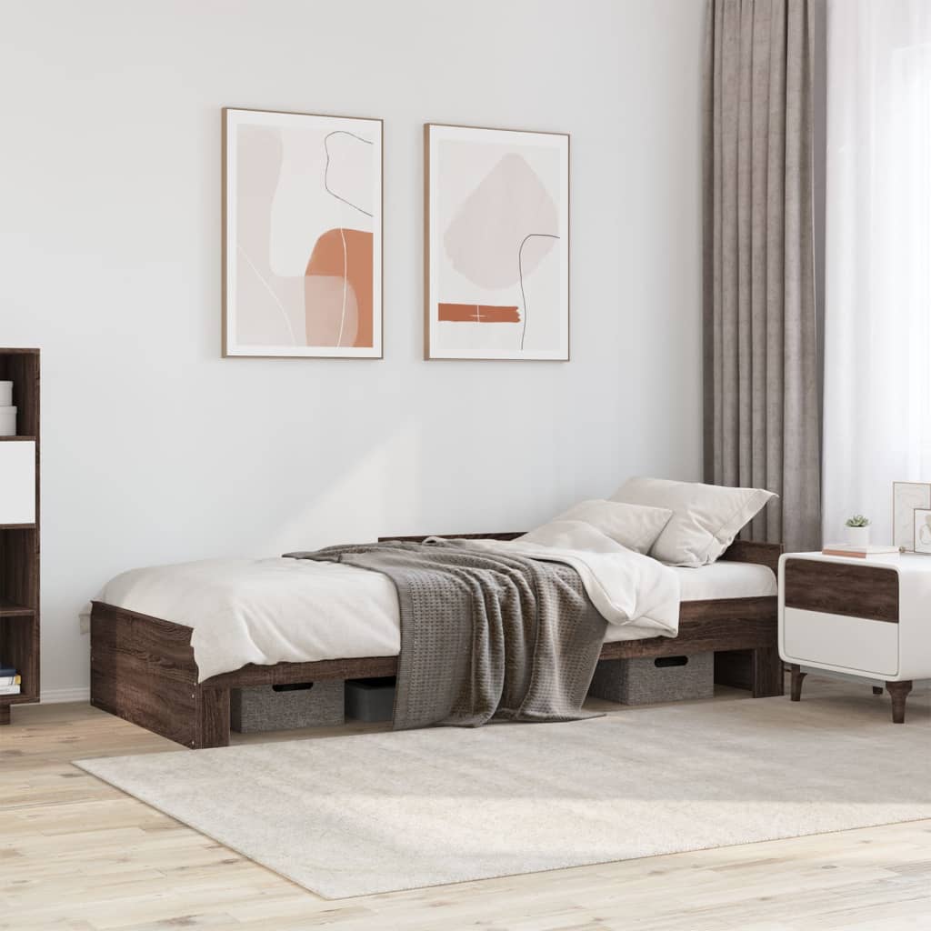 Bedframe bewerkt hout bruin eikenkleur 90x190 cm