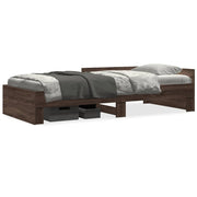 Bedframe 90x190 cm bewerkt hout bruin eikenkleur