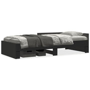 Bedframe 75x190 cm bewerkt hout zwart