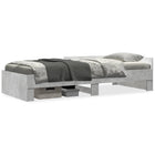 Concrete Grey Carved Wood Bed Frame 75x190 cm