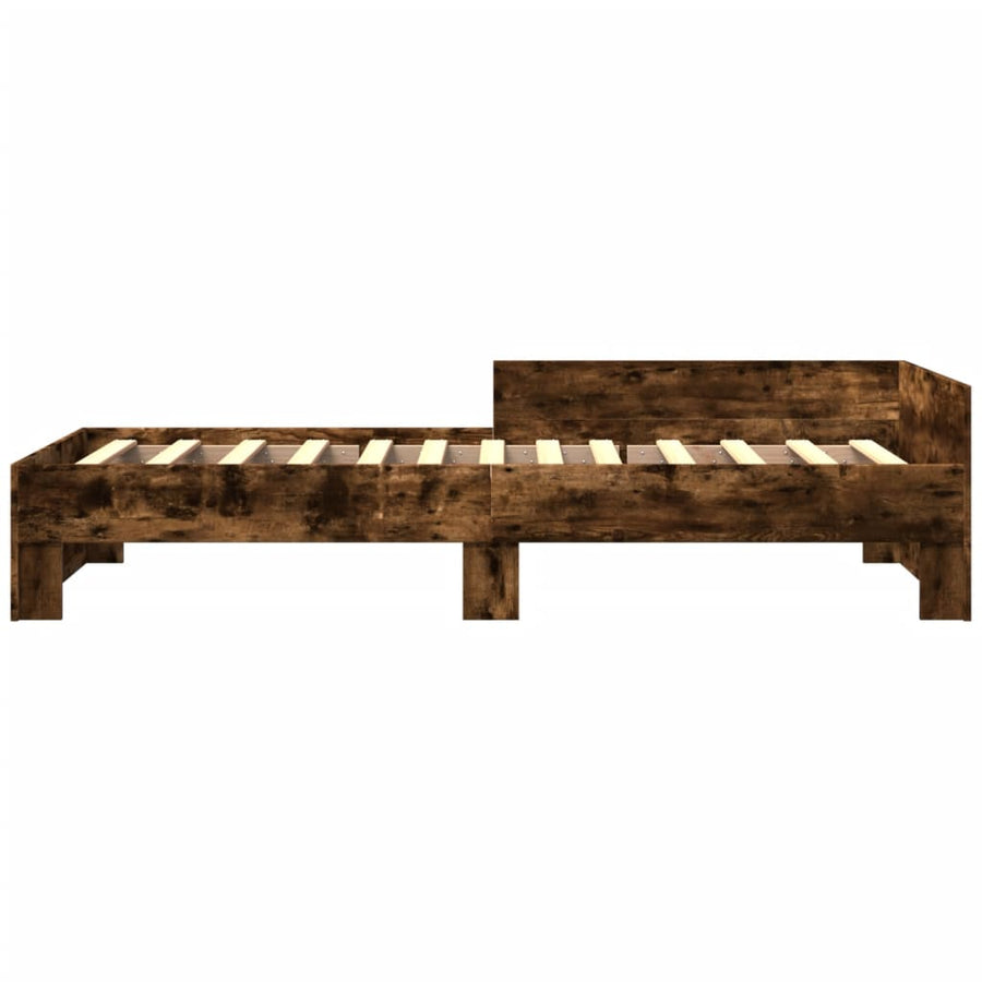 Bedframe bewerkt hout gerookt eikenkleurig 75x190 cm