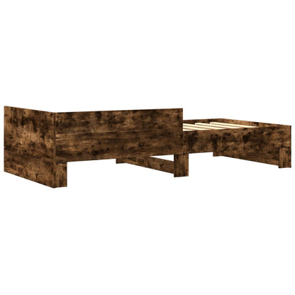 Bedframe bewerkt hout gerookt eikenkleurig 75x190 cm