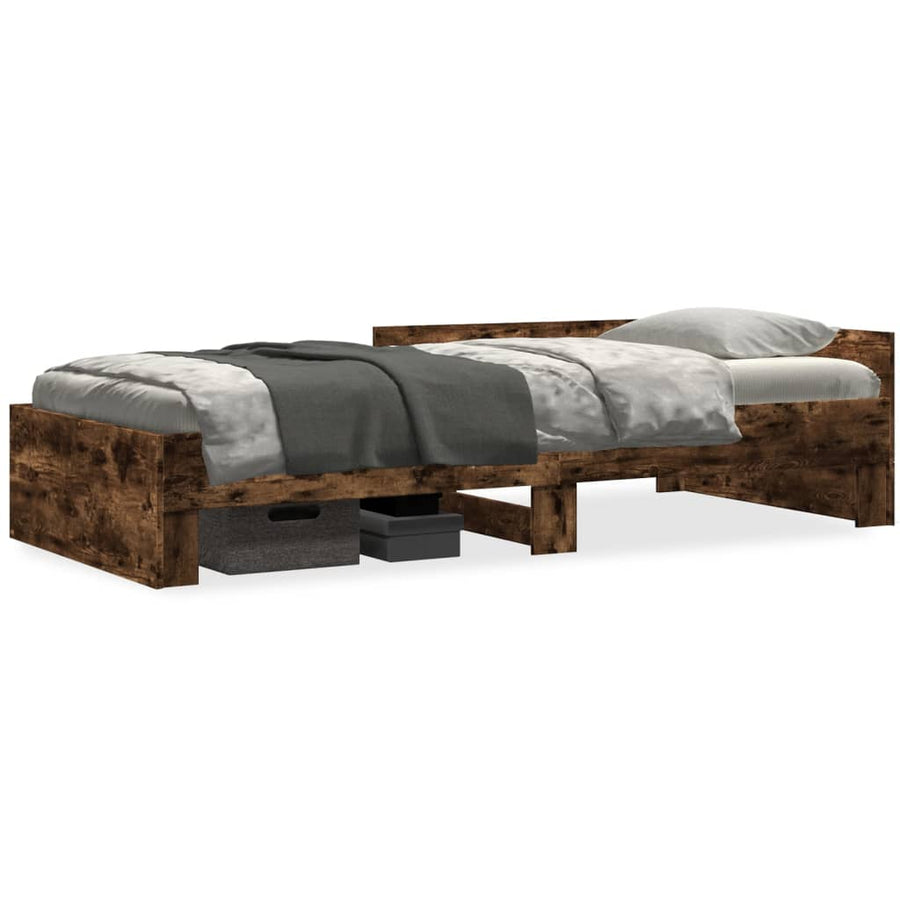 Bedframe bewerkt hout gerookt eikenkleurig 75x190 cm