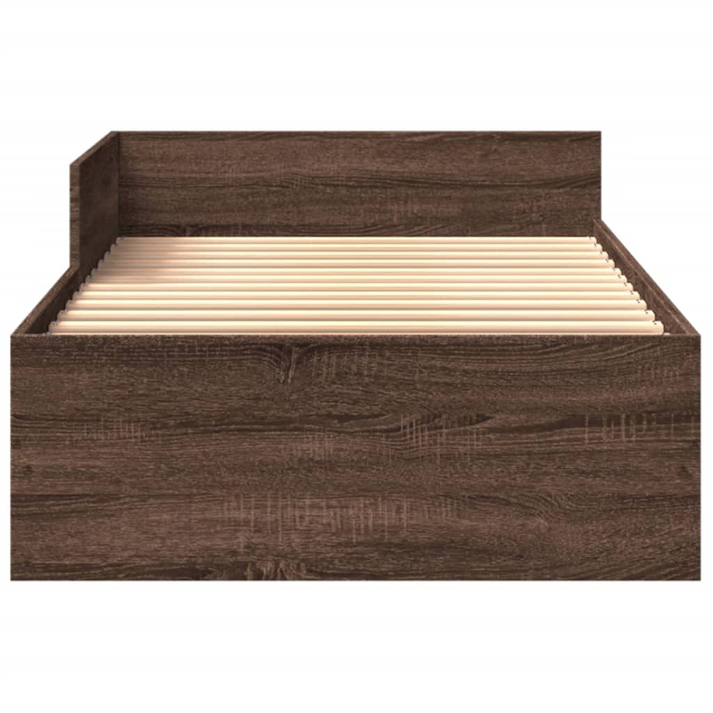 Bedframe bewerkt hout bruin eikenkleur 75x190 cm