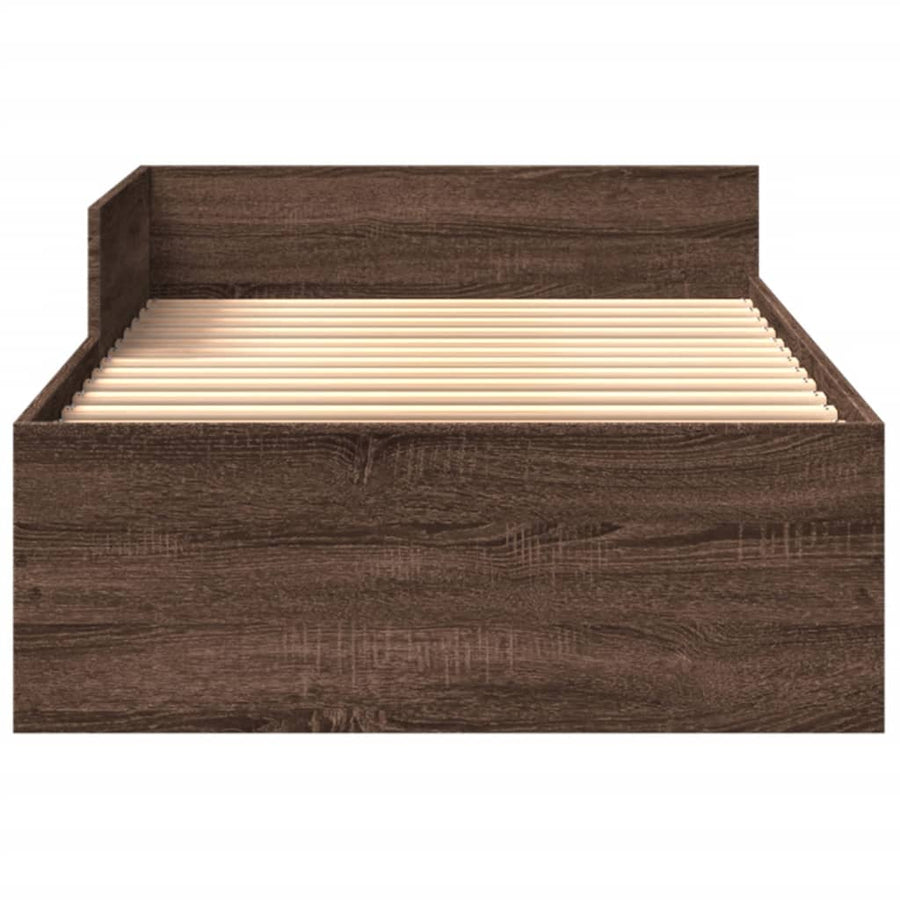 Bedframe bewerkt hout bruin eikenkleur 75x190 cm