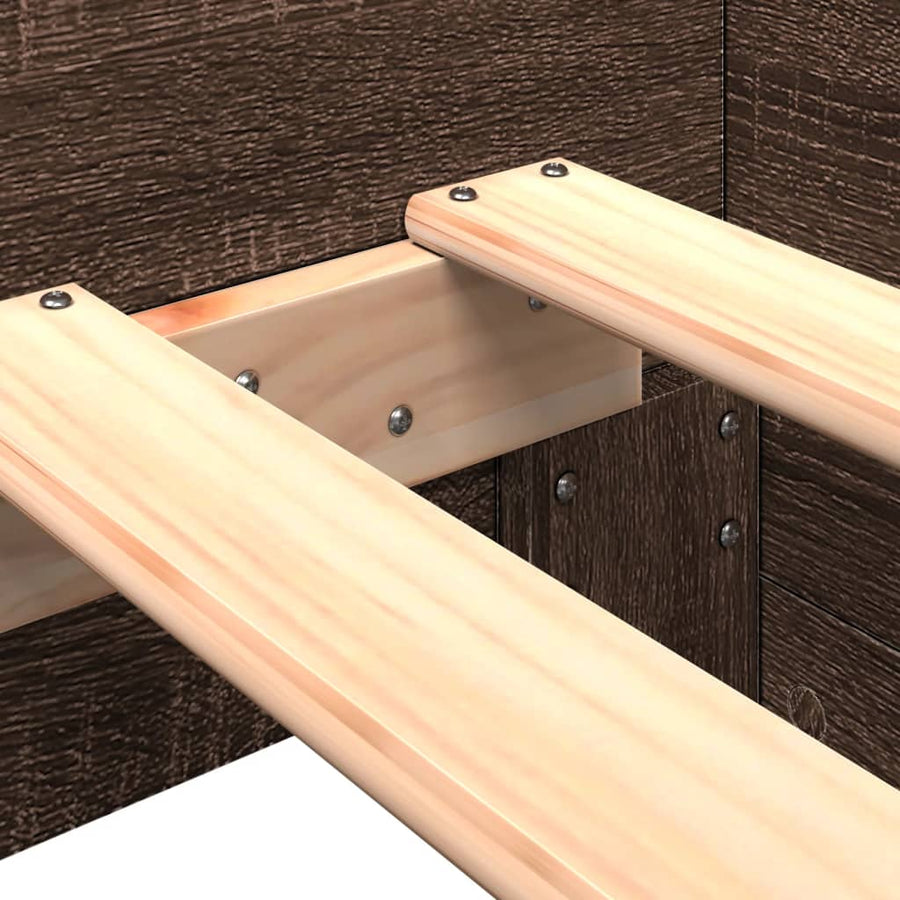 Bedframe bewerkt hout bruin eikenkleur 75x190 cm