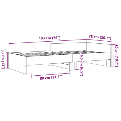 Bedframe bewerkt hout bruin eikenkleur 75x190 cm