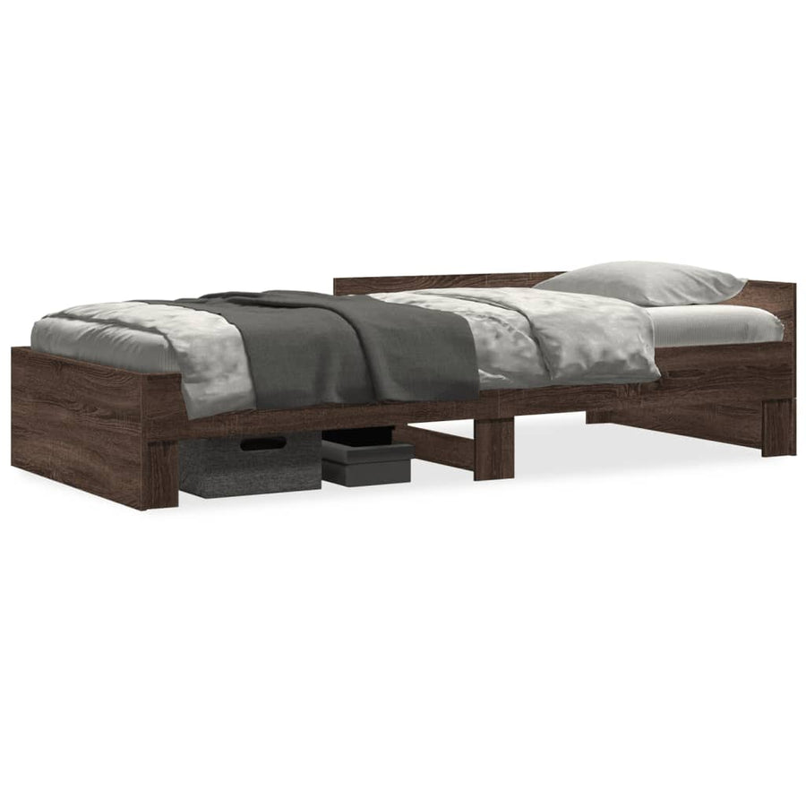 Bedframe bewerkt hout bruin eikenkleur 75x190 cm