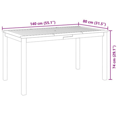 5-delige Eethoek 140x80x74 cm massief acaciahout