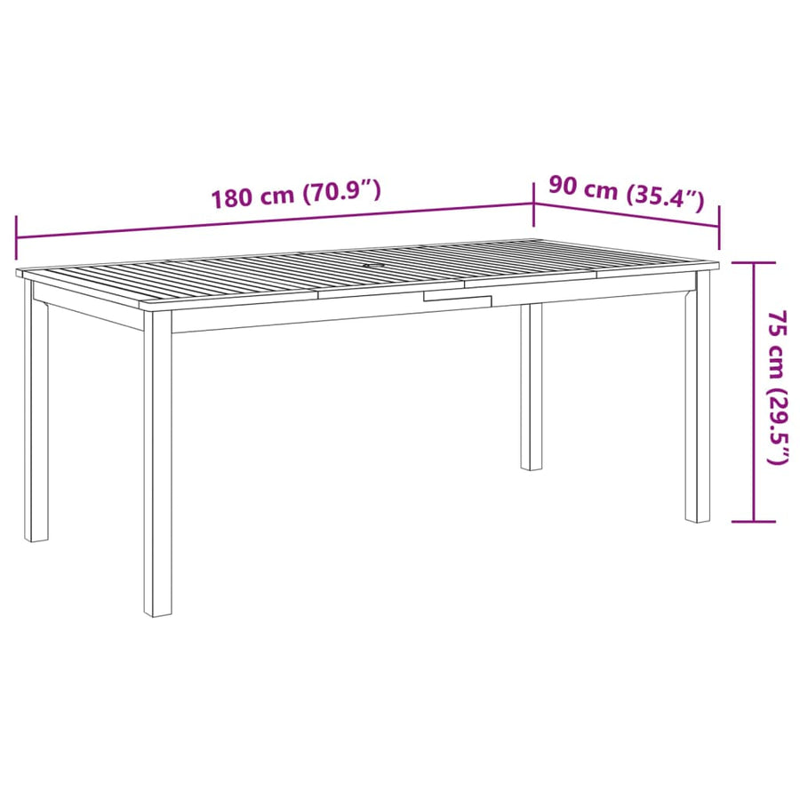 9-Delige Tuinset 180X90X75 Cm Massief Acaciahout 1