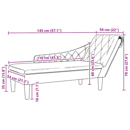 Chaise longue met kussen en rechterarmleuning stof taupe
